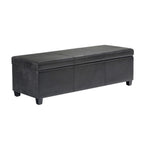 48" Black And Dark Brown Faux Leather Ottoman With Storage