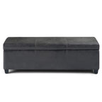 48" Black And Dark Brown Faux Leather Ottoman With Storage