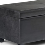 48" Black And Dark Brown Faux Leather Ottoman With Storage