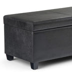 48" Black And Dark Brown Faux Leather Ottoman With Storage