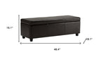 48" Brown Faux Leather and Solid Wood Upholstered Storage Bench With Flip Top