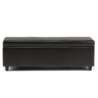 48" Brown Faux Leather and Solid Wood Upholstered Storage Bench With Flip Top