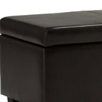 48" Brown Faux Leather and Solid Wood Upholstered Storage Bench With Flip Top