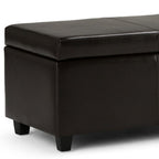 48" Brown Faux Leather and Solid Wood Upholstered Storage Bench With Flip Top