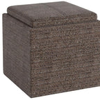 17" Brown Fabric Cube Ottoman With Storage