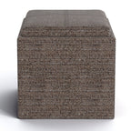 17" Brown Fabric Cube Ottoman With Storage