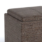 17" Brown Fabric Cube Ottoman With Storage