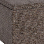 17" Brown Fabric Cube Ottoman With Storage