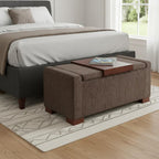 43" Umber And Brown Fabric Ottoman With Storage