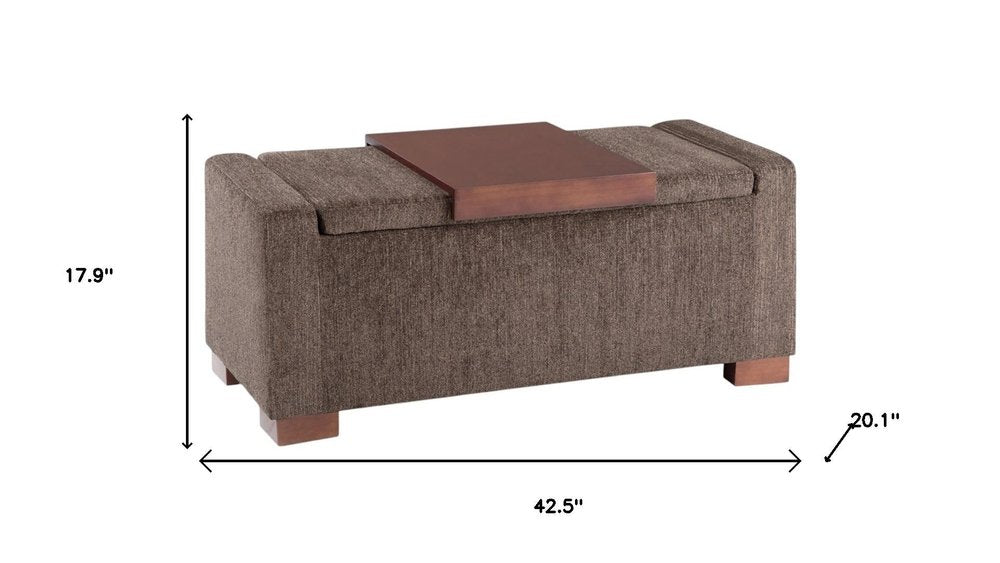 43" Umber And Brown Fabric Ottoman With Storage