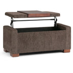 43" Umber And Brown Fabric Ottoman With Storage