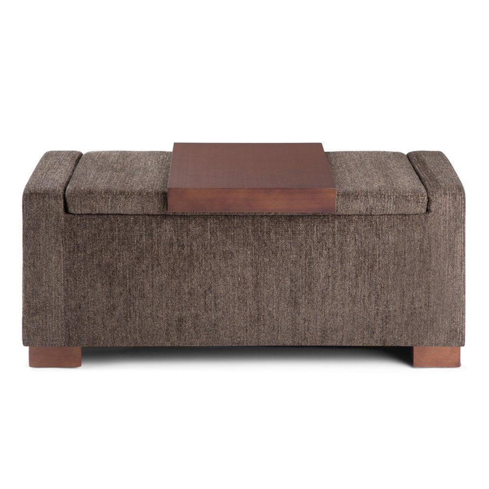 43" Umber And Brown Fabric Ottoman With Storage