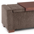 43" Umber And Brown Fabric Ottoman With Storage