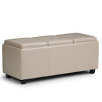 42" Cream And Dark Brown Ottoman With Storage