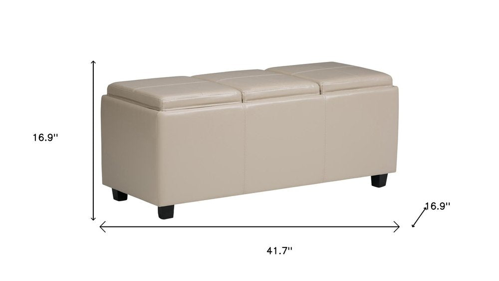 42" Cream And Dark Brown Ottoman With Storage