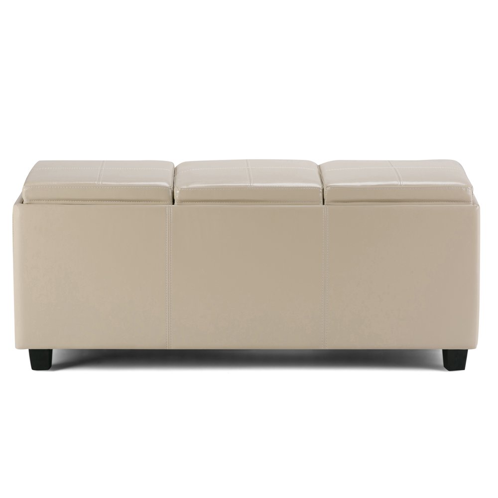 42" Cream And Dark Brown Ottoman With Storage