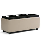 42" Cream And Dark Brown Ottoman With Storage
