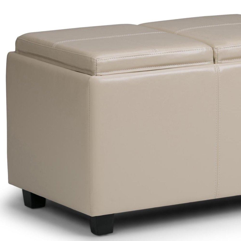 42" Cream And Dark Brown Ottoman With Storage