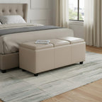 42" Cream And Dark Brown Ottoman With Storage