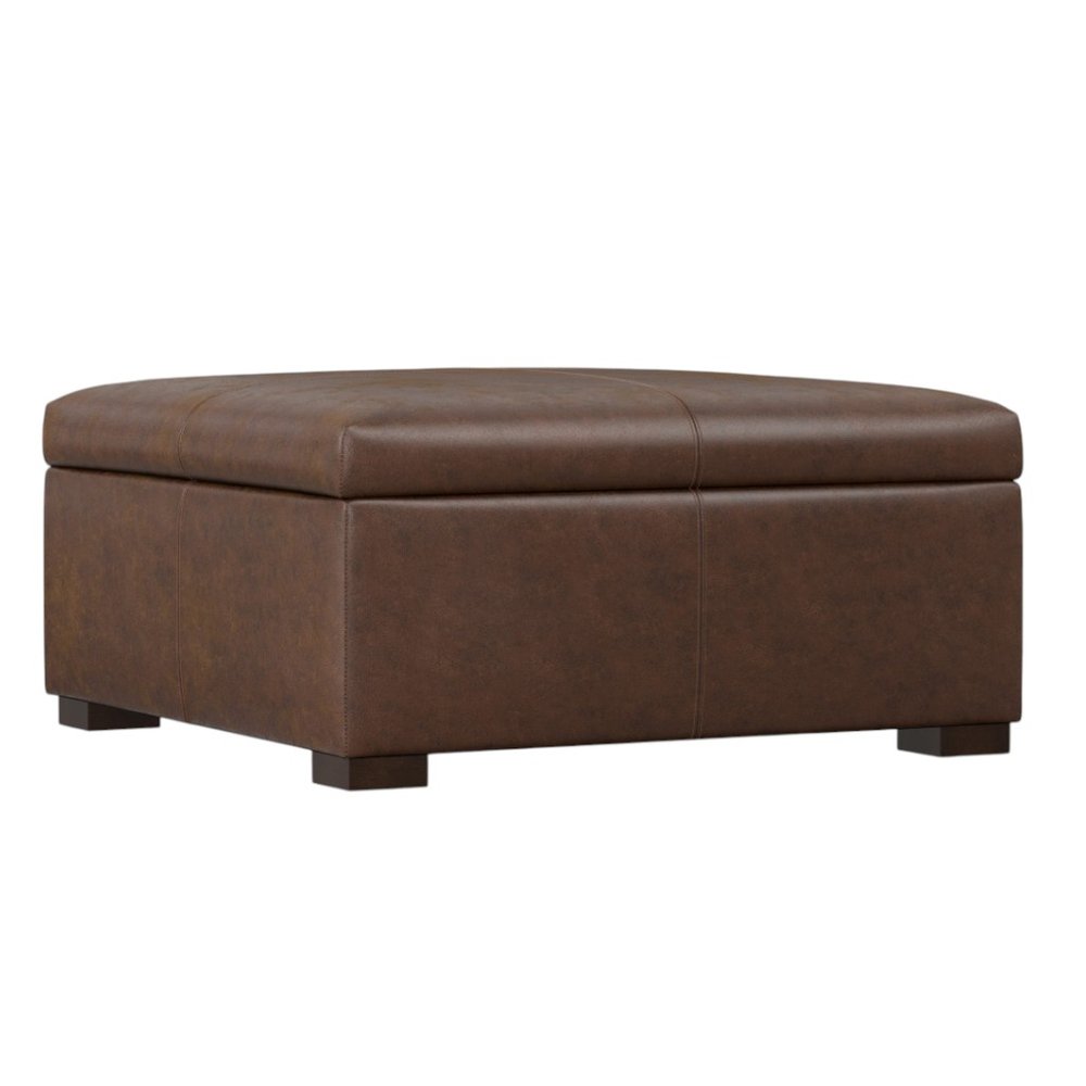 36" Black And Walnut Ottoman With Storage