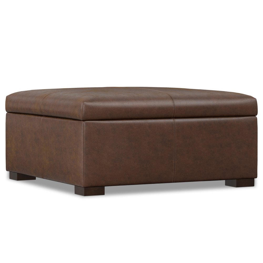 36" Black And Walnut Ottoman With Storage