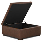 36" Black And Walnut Ottoman With Storage