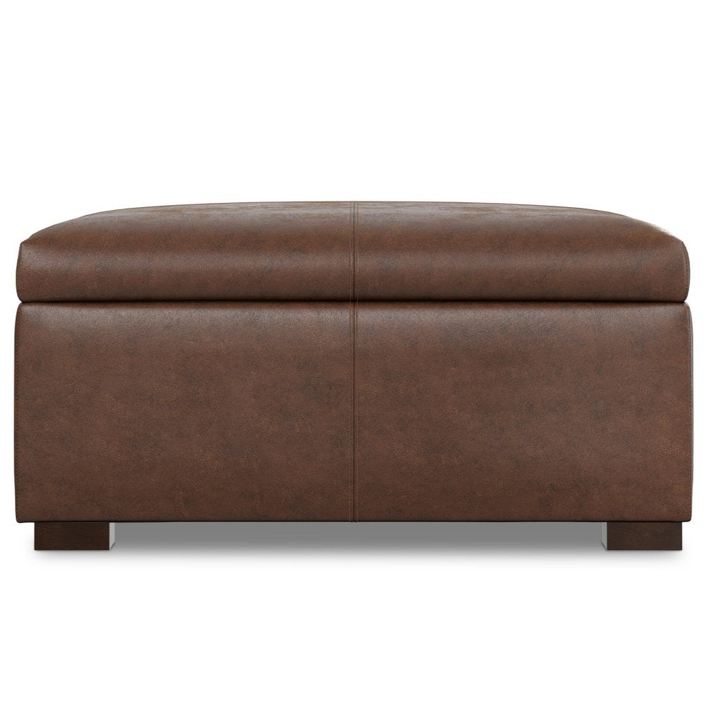36" Black And Walnut Ottoman With Storage