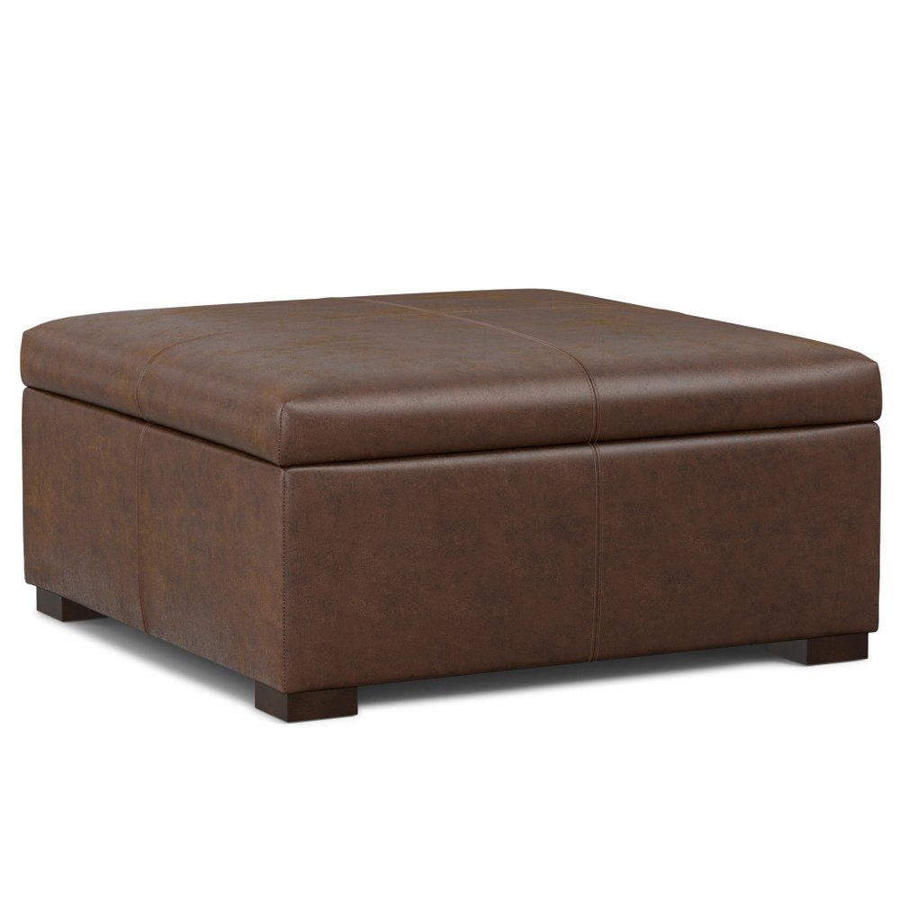 36" Black And Walnut Ottoman With Storage