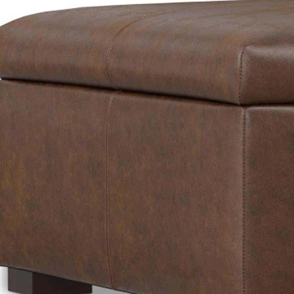 36" Black And Walnut Ottoman With Storage