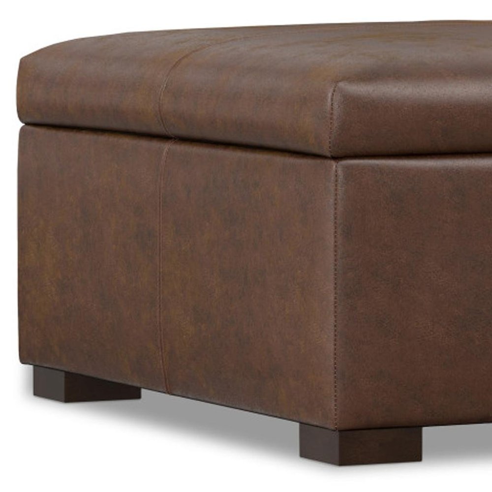 36" Black And Walnut Ottoman With Storage