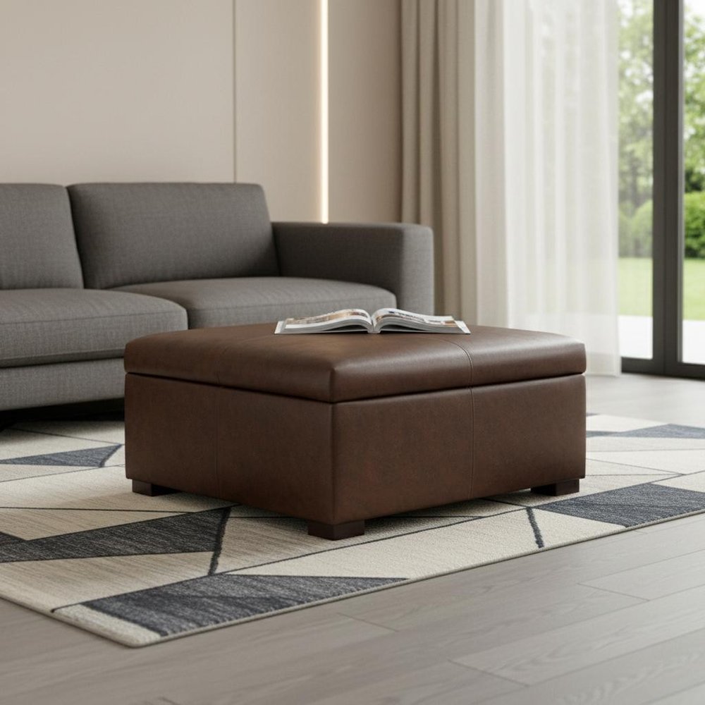 36" Black And Walnut Ottoman With Storage