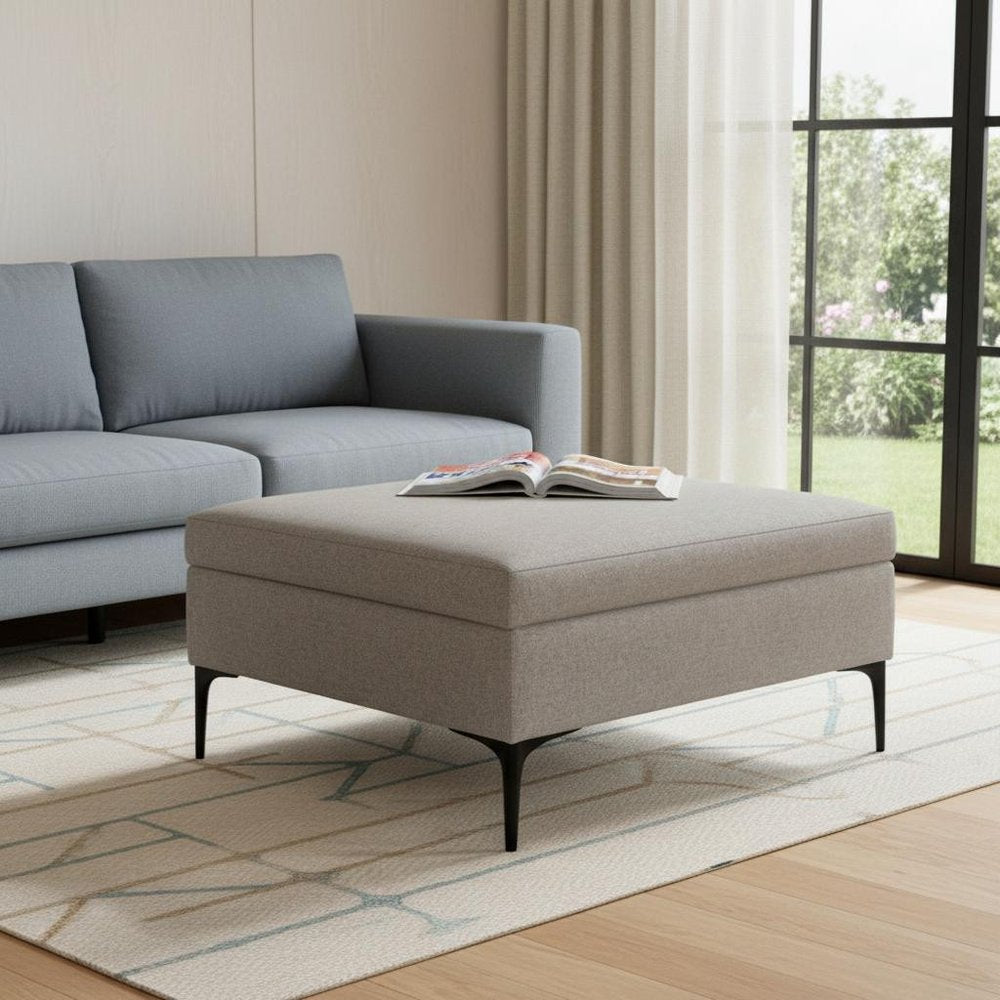 36" Cloud And Black Ottoman With Storage