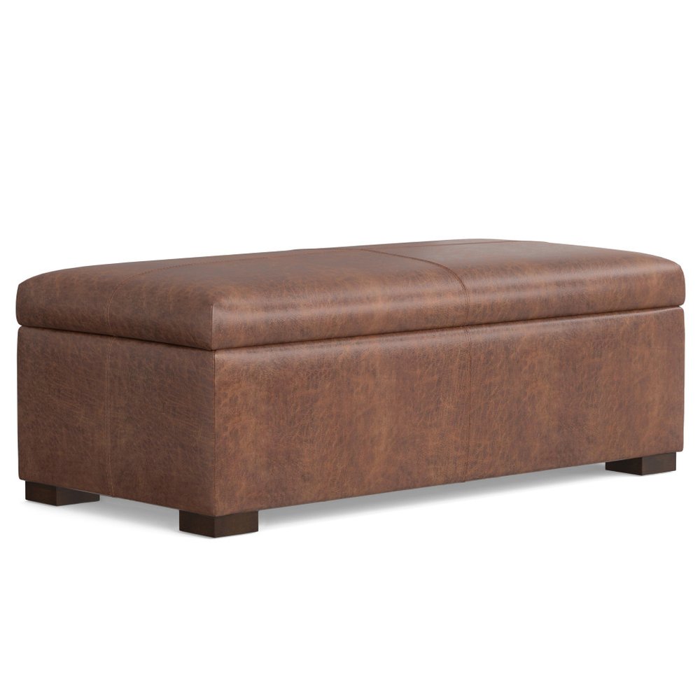 48" Chestnut And Walnut Ottoman With Storage