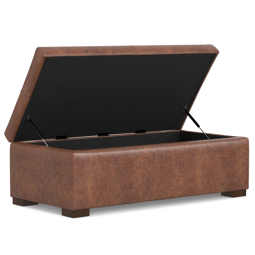 48" Chestnut And Walnut Ottoman With Storage