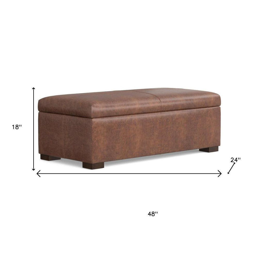 48" Chestnut And Walnut Ottoman With Storage