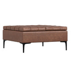 36" Slate Gray And Black Tufted Ottoman With Storage