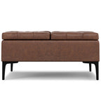 36" Slate Gray And Black Tufted Ottoman With Storage