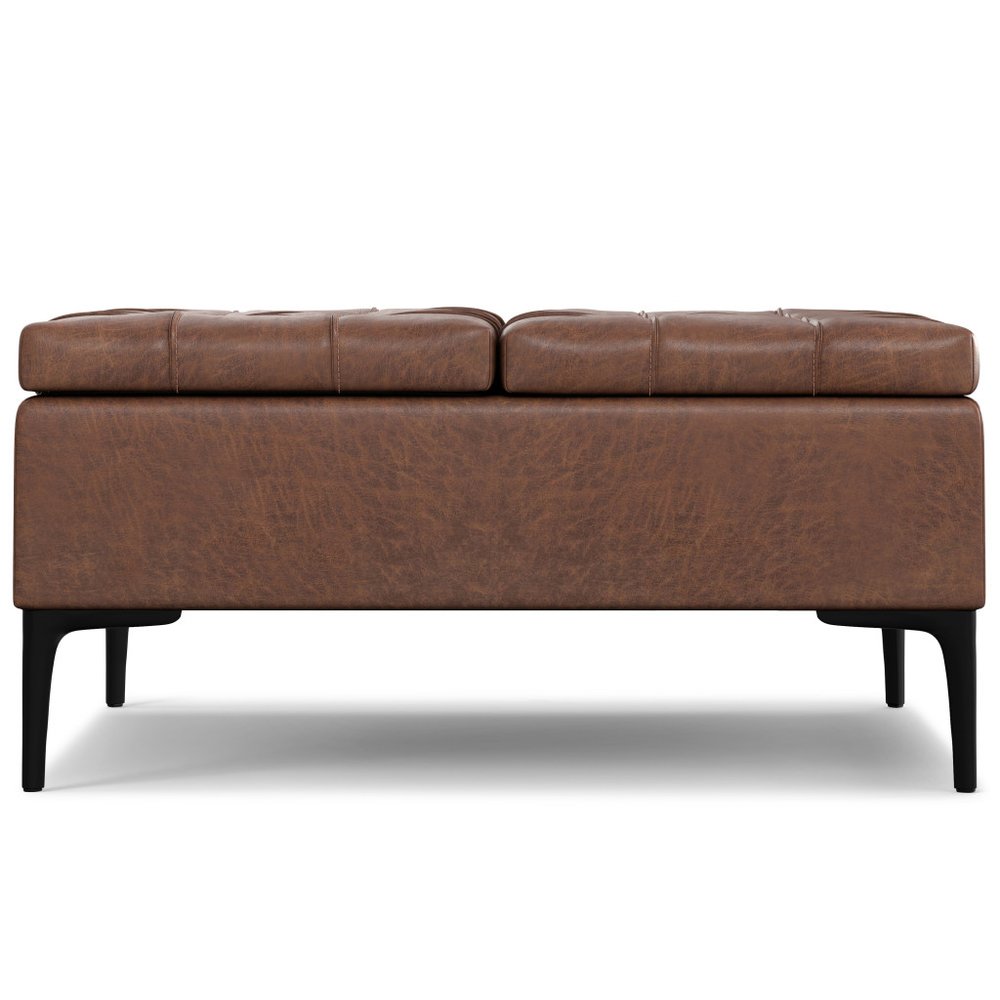 36" Slate Gray And Black Tufted Ottoman With Storage