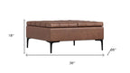 36" Slate Gray And Black Tufted Ottoman With Storage