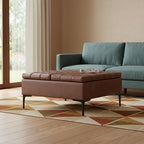 36" Slate Gray And Black Tufted Ottoman With Storage