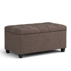 33" Cream and Espresso Tufted Faux Leather and Solid Wood Upholstered Storage Bench With Flip Top
