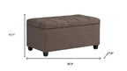 33" Cream and Espresso Tufted Faux Leather and Solid Wood Upholstered Storage Bench With Flip Top
