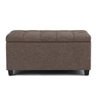 33" Cream and Espresso Tufted Faux Leather and Solid Wood Upholstered Storage Bench With Flip Top