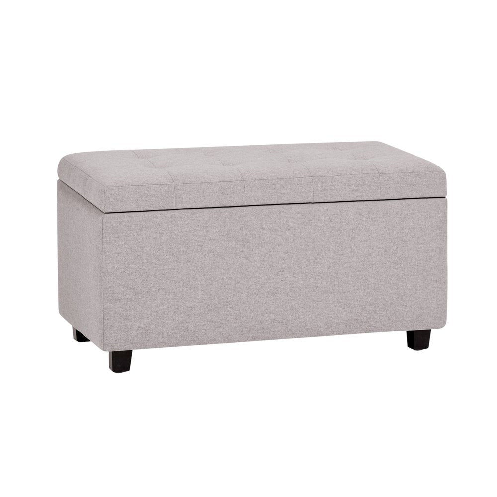 34" Cloud And Dark Brown Tufted Ottoman With Storage