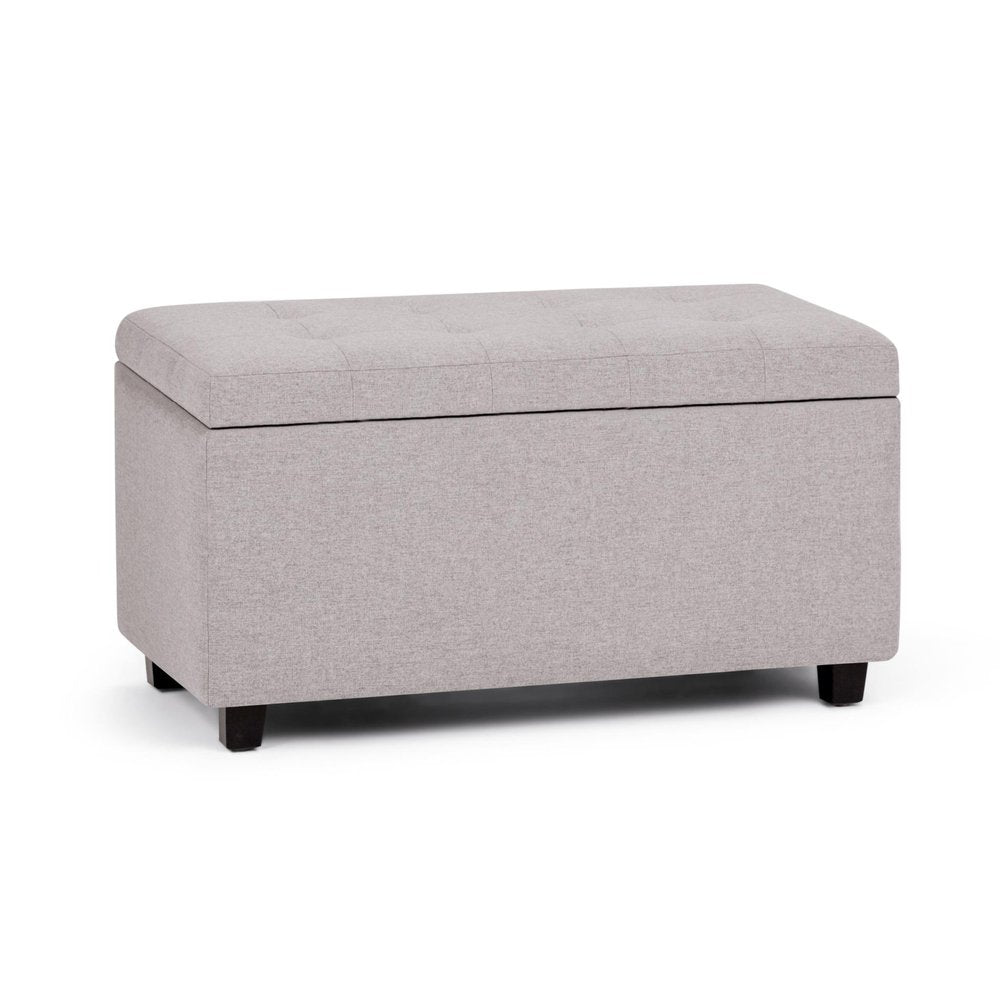 34" Cloud And Dark Brown Tufted Ottoman With Storage