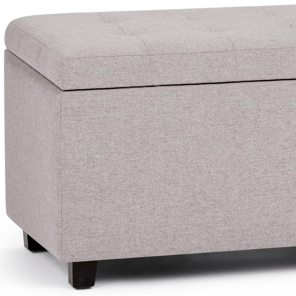 34" Cloud And Dark Brown Tufted Ottoman With Storage