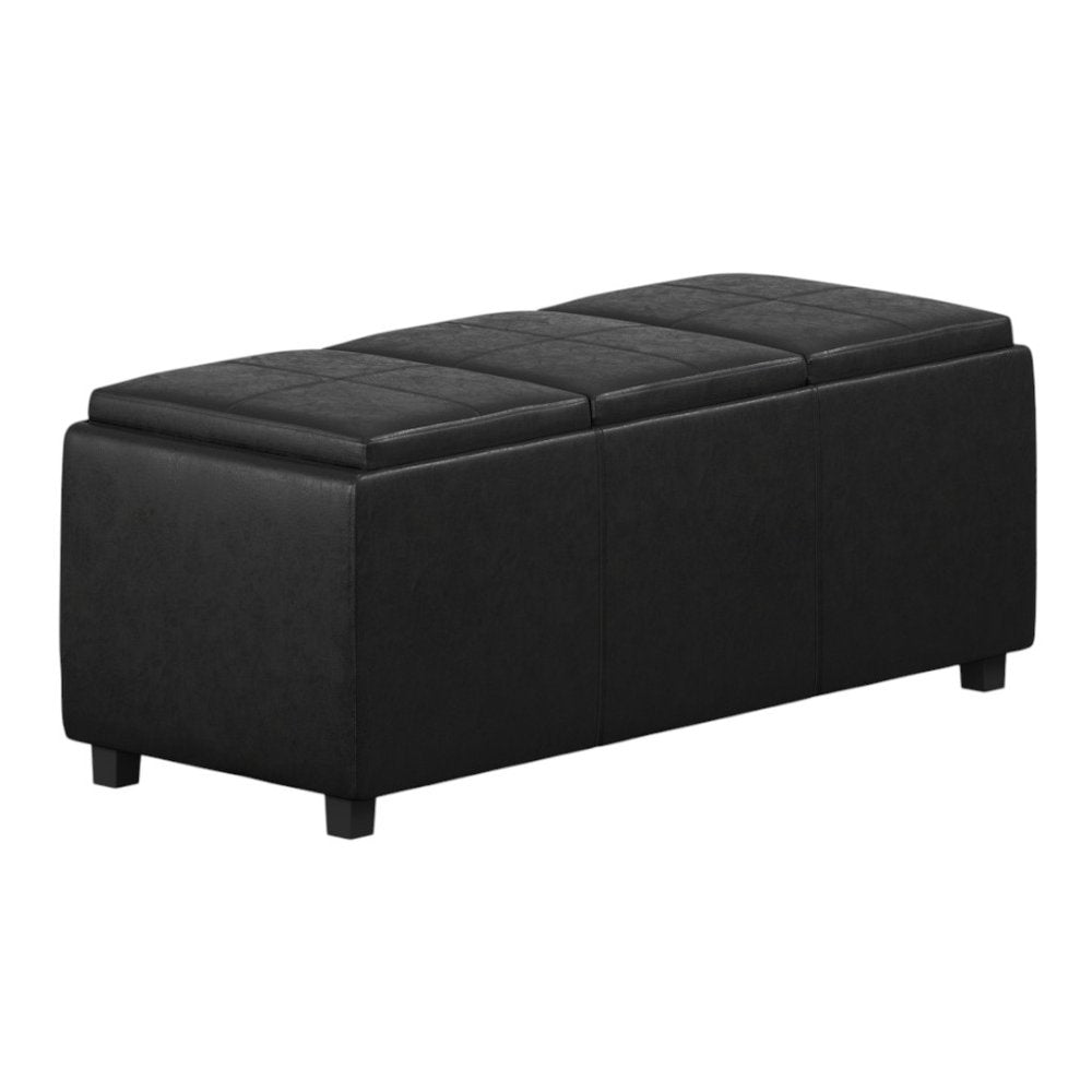 42" Dark Blue And Dark Brown Ottoman With Storage
