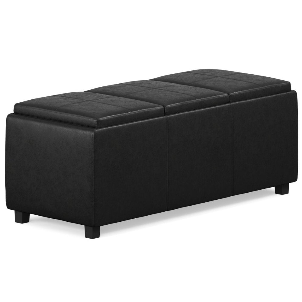 42" Dark Blue And Dark Brown Ottoman With Storage