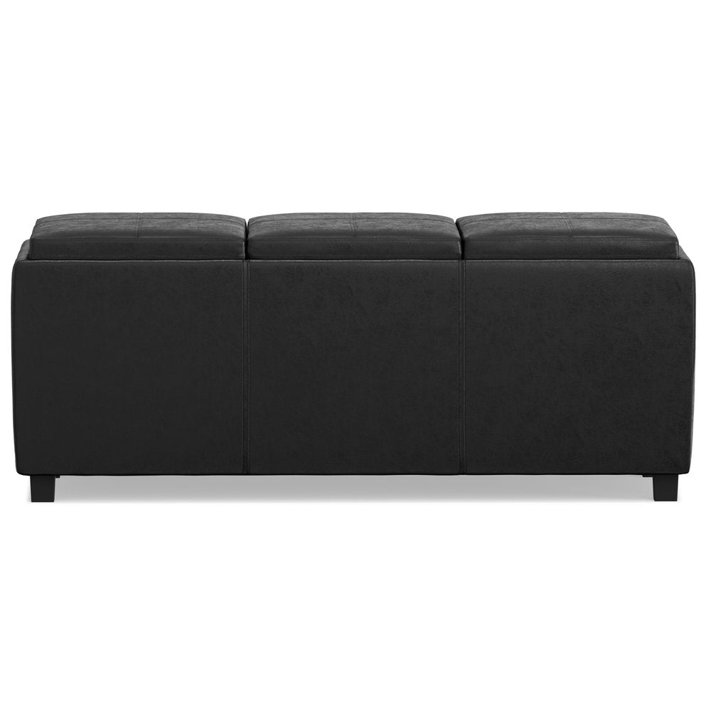 42" Dark Blue And Dark Brown Ottoman With Storage