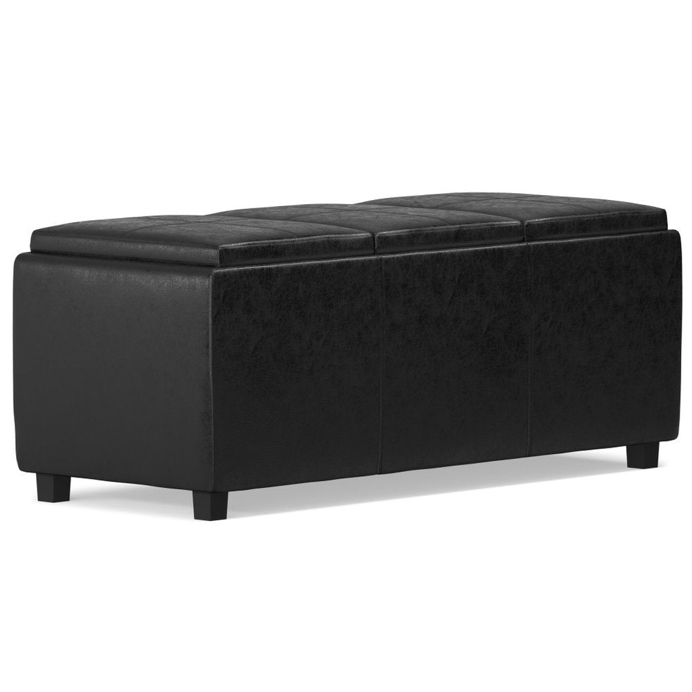 42" Dark Blue And Dark Brown Ottoman With Storage